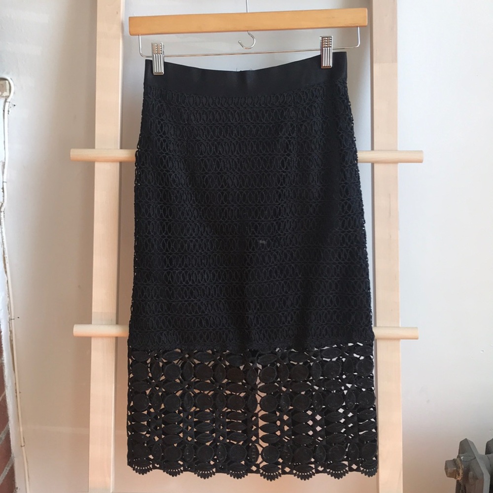 NWT Black embroidered stretch pencil skirt.